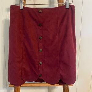 LC Lauren Conrad Burgundy Scalloped Mini Skirt